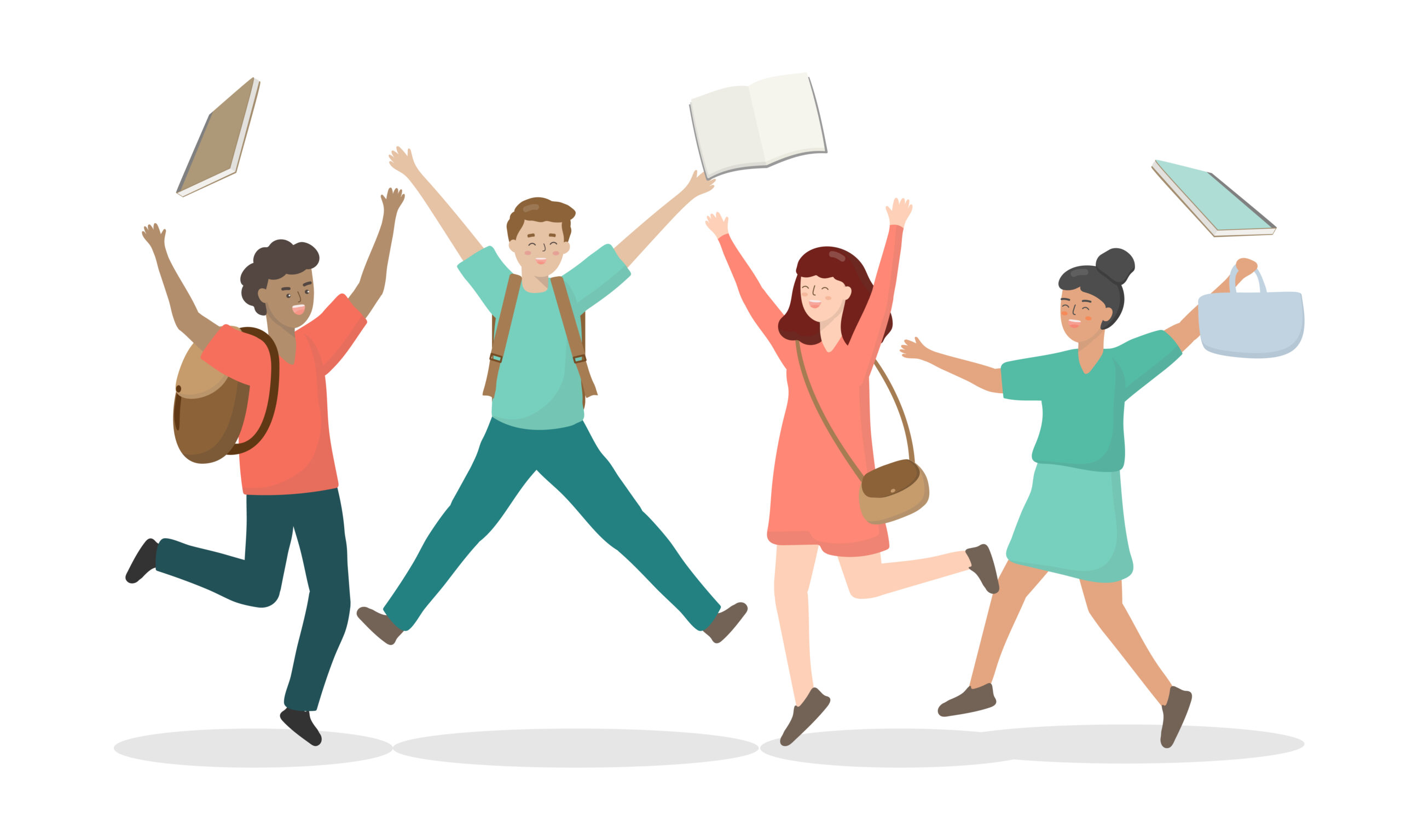 Welcome Back to school with funny school characters flat vector
